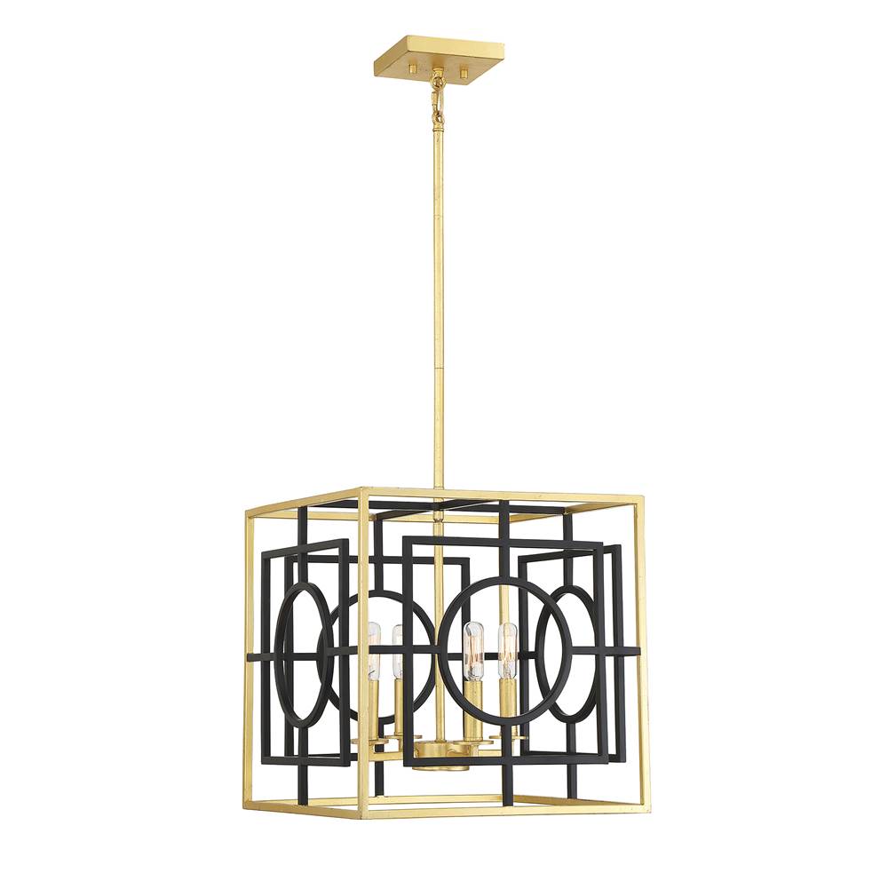 Savoy House Kirsch 4-Light Pendant in Matte Black with True Gold