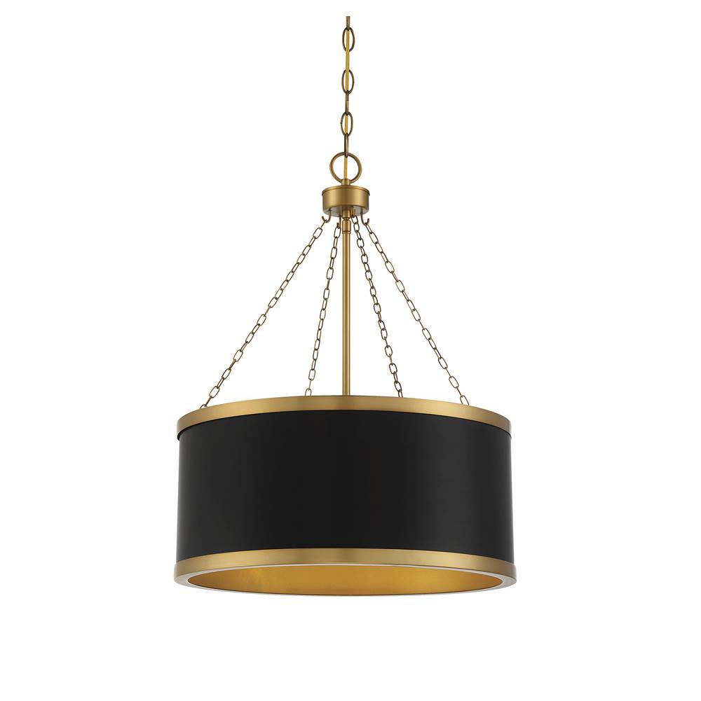 Savoy House Delphi 6-Light Pendant in Matte Black with Warm Brass Accents