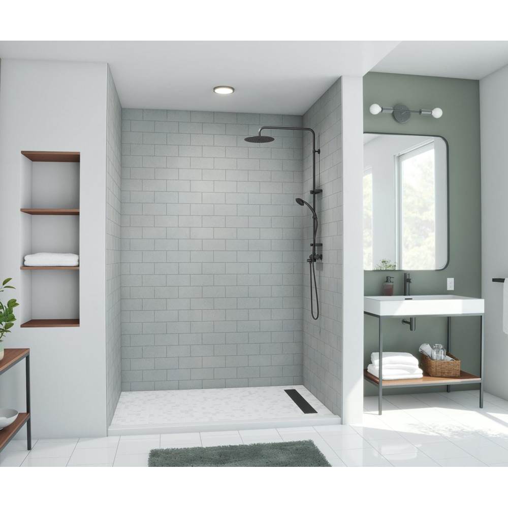 Swan MTMK96-3462 34 x 62 x 96 Swanstone® Metro Subway Tile Glue up Bathtub and Shower Wall Kit in Ash Gray