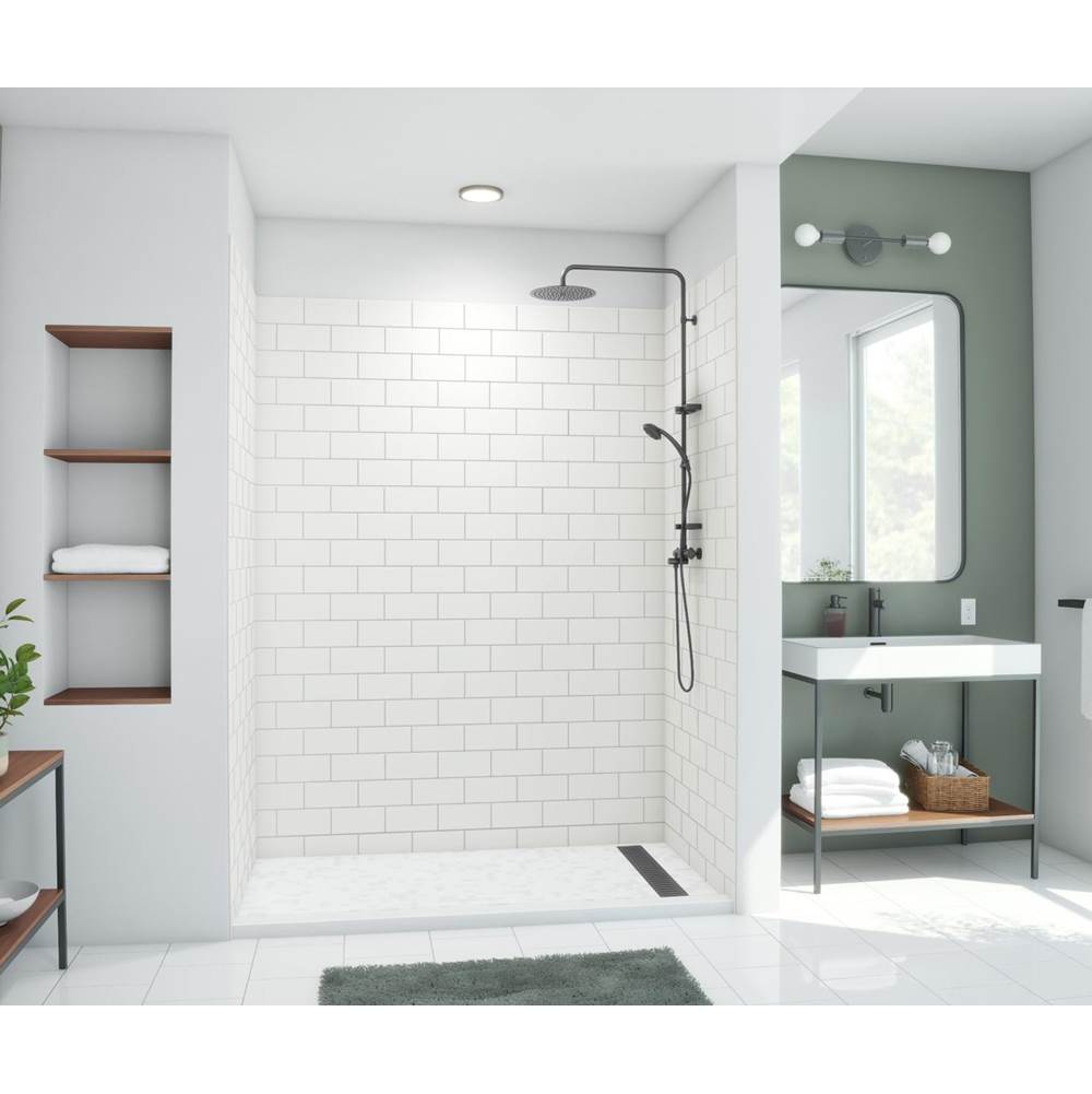 Swan MTMK84-4262 42 x 62 x 84 Swanstone® Metro Subway Tile Glue up Shower Wall Kit in White