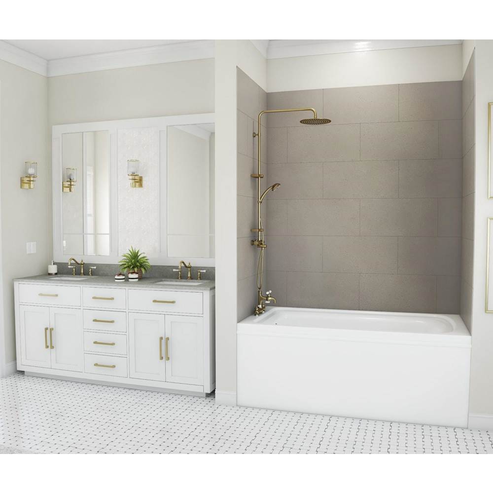 Swan TSMK72-3650 36 x 50 x 72 Swanstone® Traditional Subway Tile Glue up Bathtub and Shower Wall Kit in Sandstone