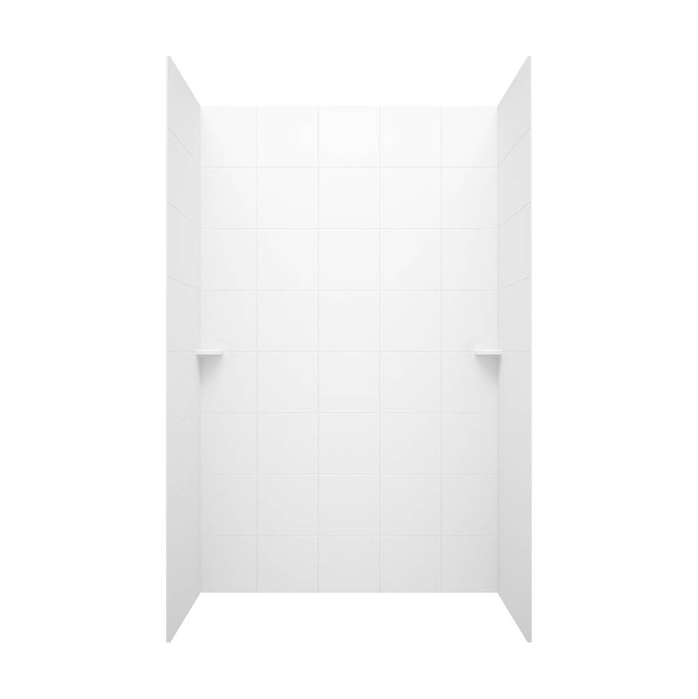 Swan SQMK96-3662 36 x 62 x 96 Swanstone Square Tile Glue up Tub Wall Kit in Tahiti White