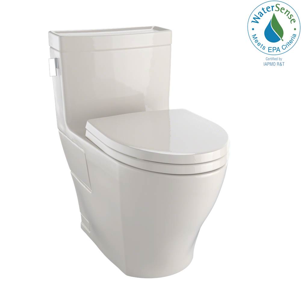Toto Legato WASHLET+ One-Piece Elongated 1.28 GPF Universal Height Skirted Toilet with CEFIONTECT, Bone