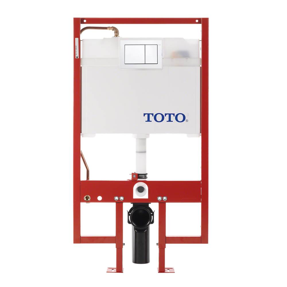 TOTO Toto® Duofit® In-Wall Dual Flush 0.9 And 1.6 Gpf Tank System Copper Supply Line And White Rectangular Push Plate