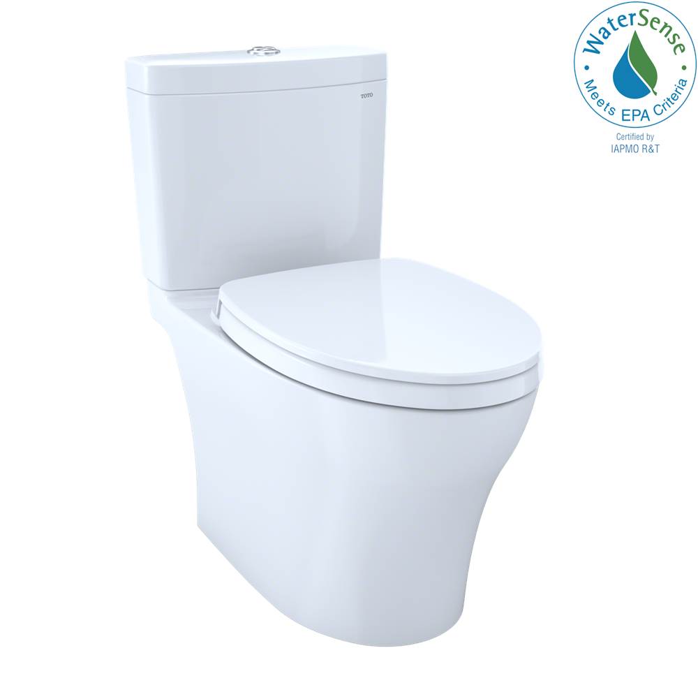 Toto Aquia® IV Two-Piece Elongated Dual Flush 1.28 and 0.8 GPF Universal Height Toilet with CEFIONTECT®, WASHLET®+ Ready, Cotton White