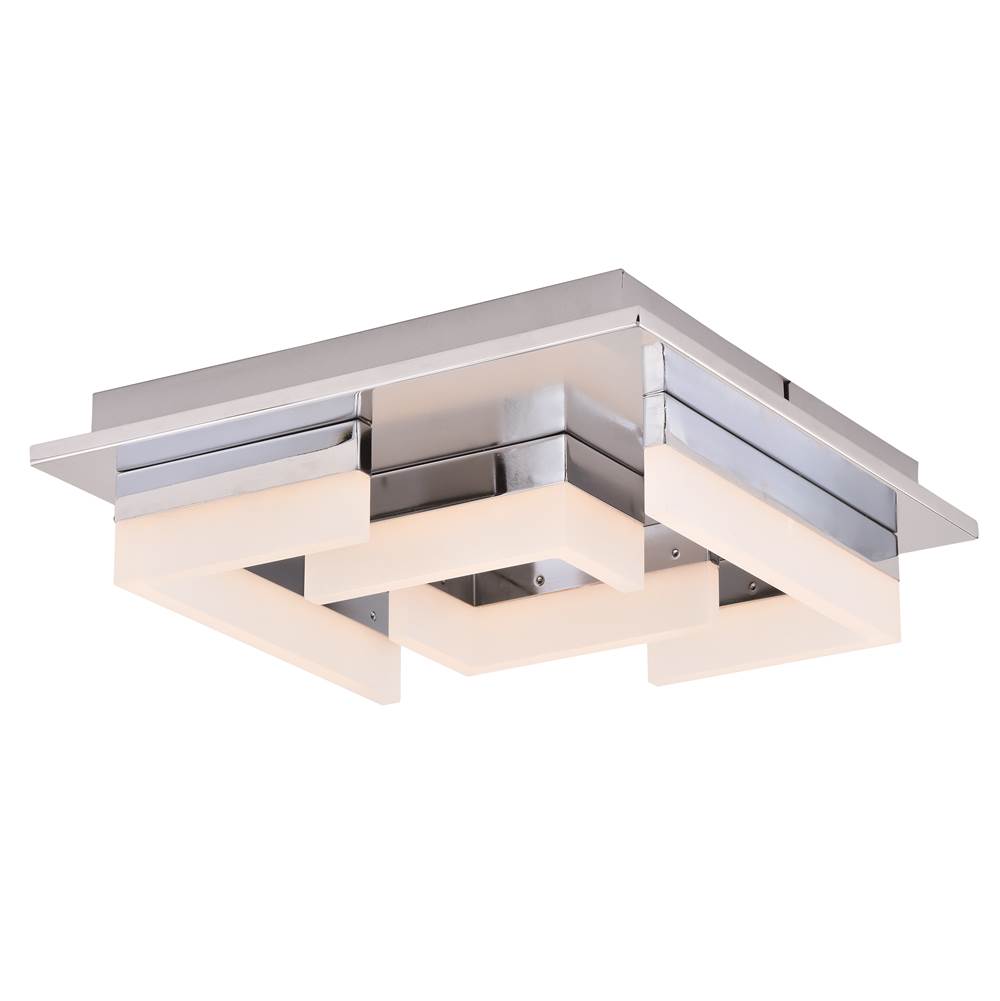 Vaxcel Atra 13.5-in W LED Chrome Flush Mount Ceiling Light Fixture White Shade