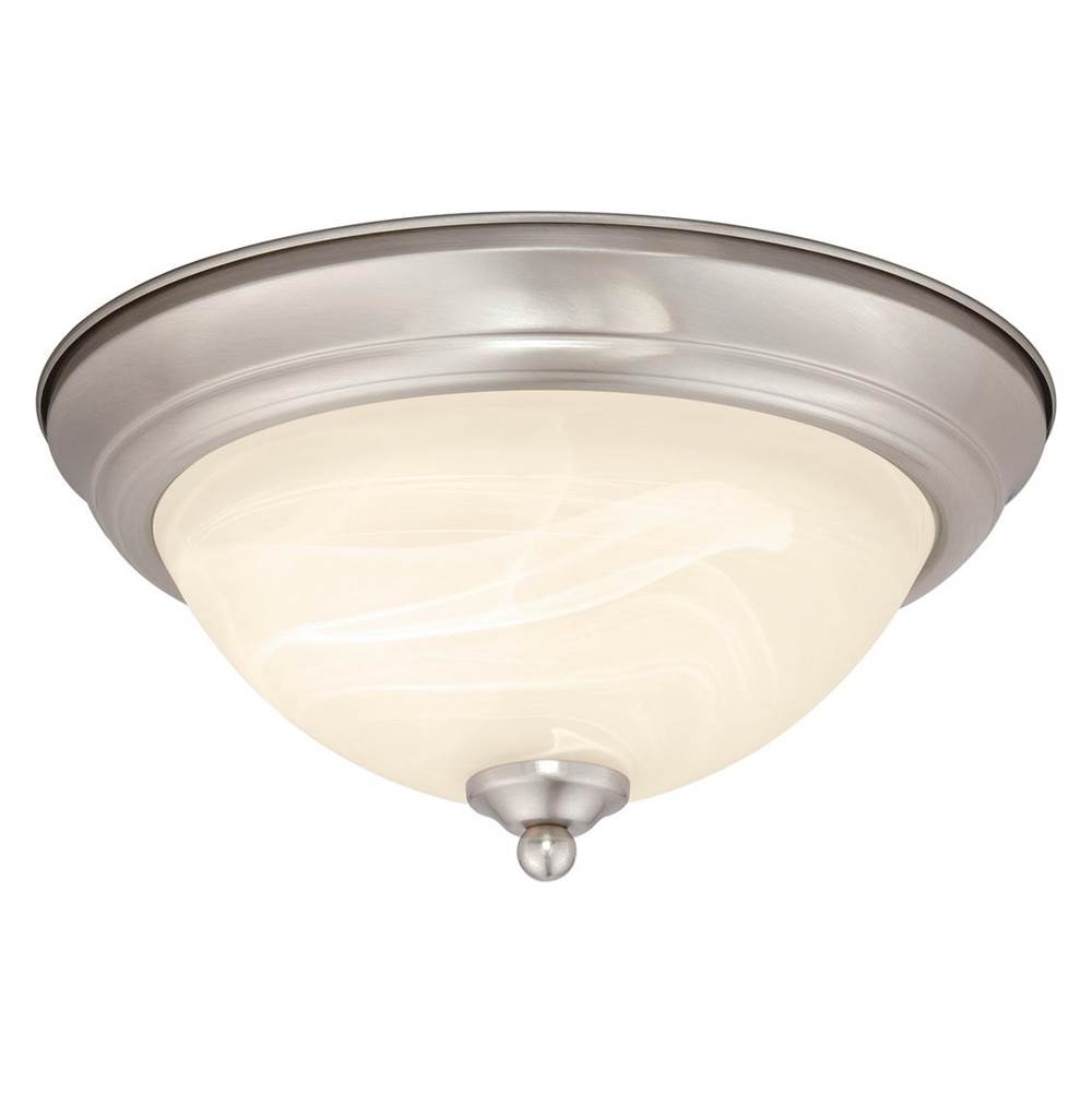 Vaxcel Stevens 13-in W LED Satin Nickel Transitional - Flush Mount Ceiling Light Fixture White Alabaster Glass