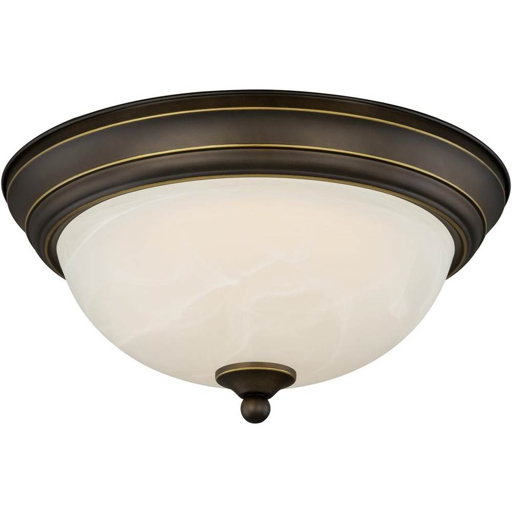 Vaxcel Stevens 15-in W LED Vintage Bronze Transitional - Flush Mount Ceiling Light Fixture White Alabaster Glass