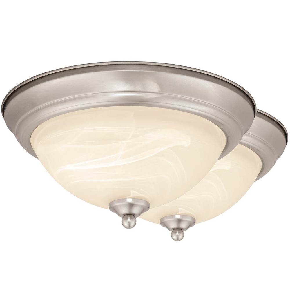 Vaxcel Stevens 13-in W LED Nickel Transitional - Flush Mount Ceiling Light Fixture White Alabaster Glass