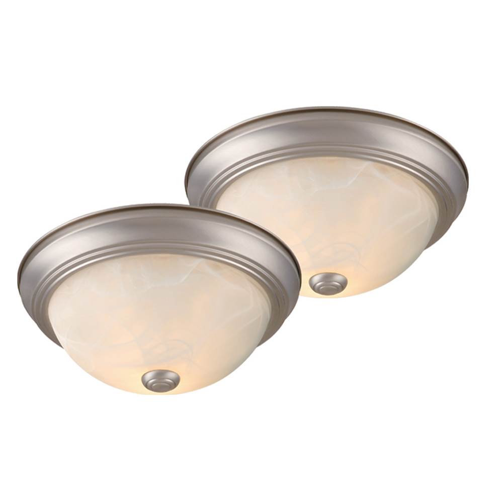 Vaxcel Twin Pack 13-in W Brushed Nickel Flush Mount Ceiling Light Fixture White Glass