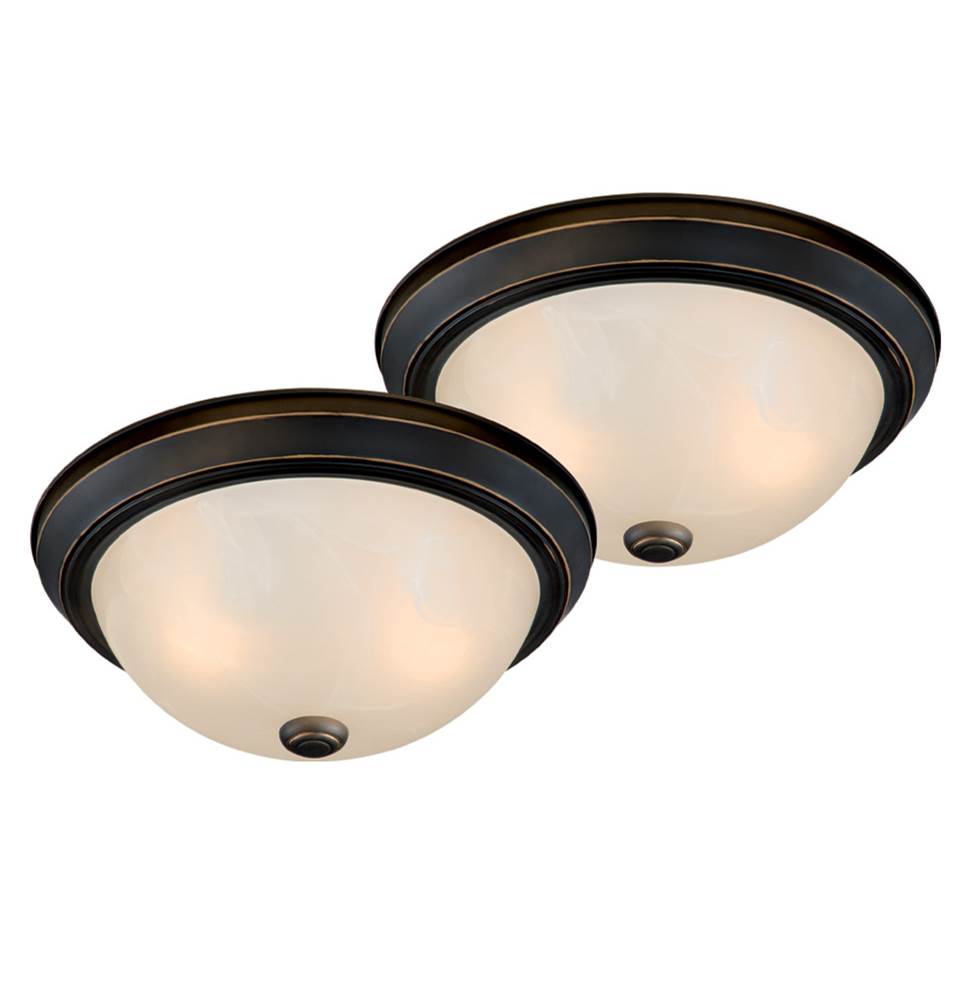 Vaxcel Twin Pack 13-in W Bronze Flush Mount Ceiling Light Fixture White Glass
