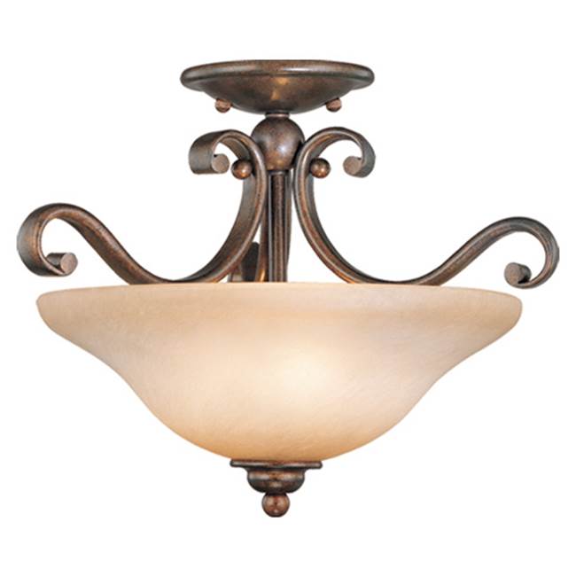 Vaxcel Monrovia 17-in W Bronze Bowl Semi Flush Mount Ceiling Light Cognac Glass