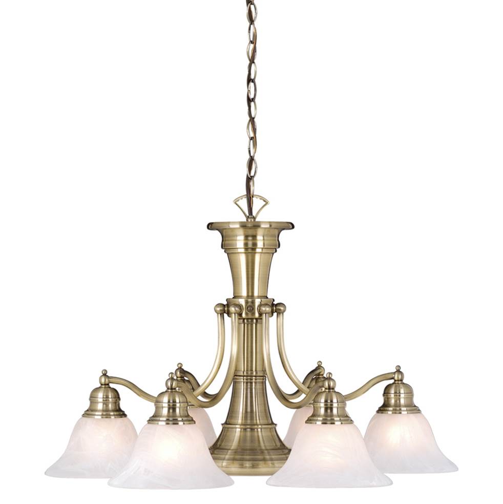 Vaxcel Standford 6L Antique Brass Chandelier with Down Light and Switch