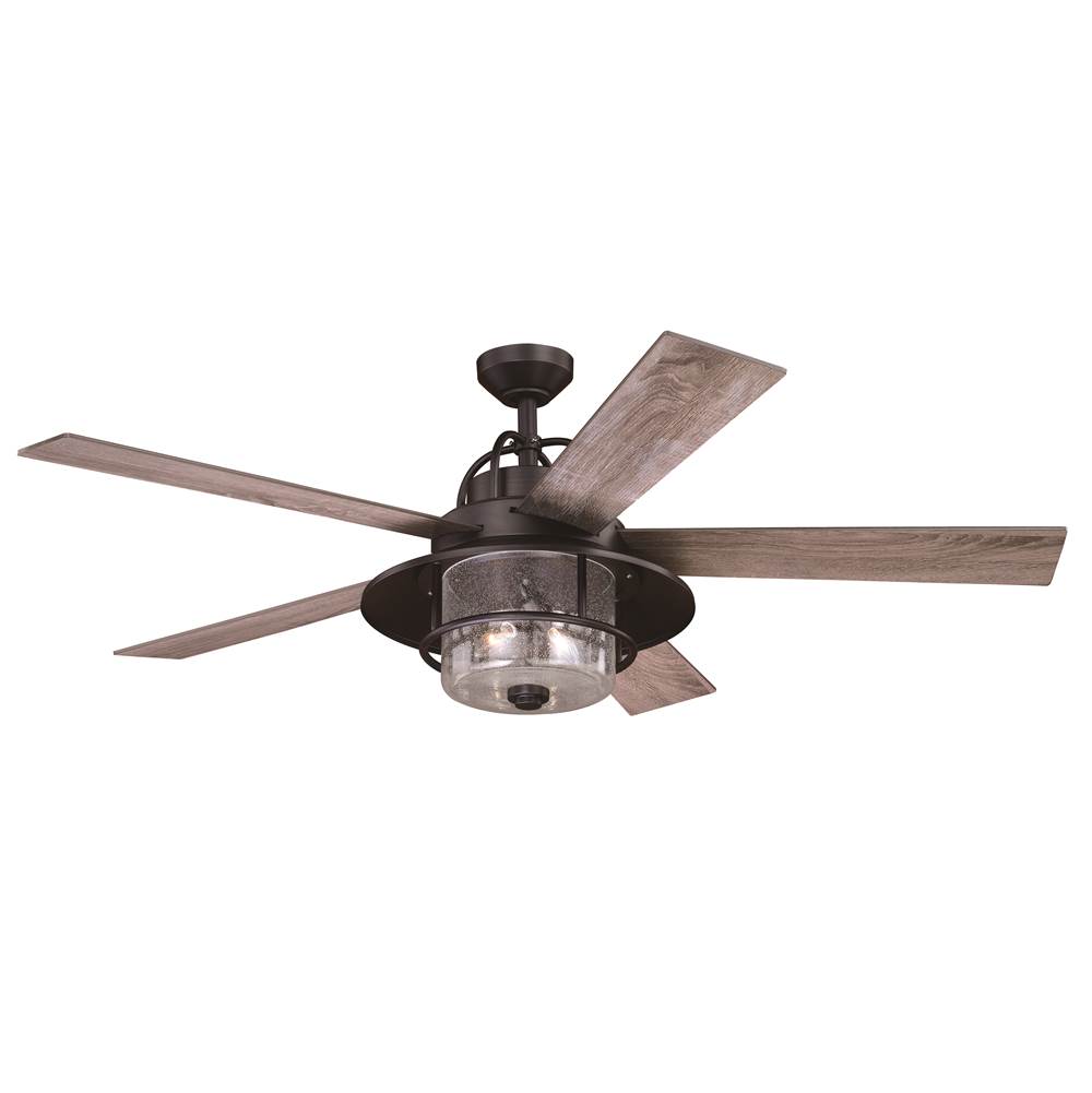 Vaxcel Charleston 56 In. Bronze Farmhouse Indoor-Outdoor Ceiling Fan with LED Light Kit and Remote