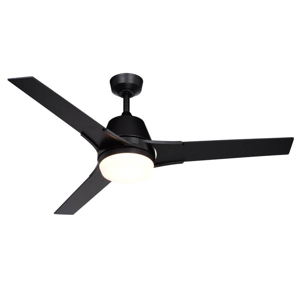 Vaxcel Crescent 52-in. W Black 3-Blade Propeller Indoor or Outdoor Ceiling Fan with Light Kit and Remote