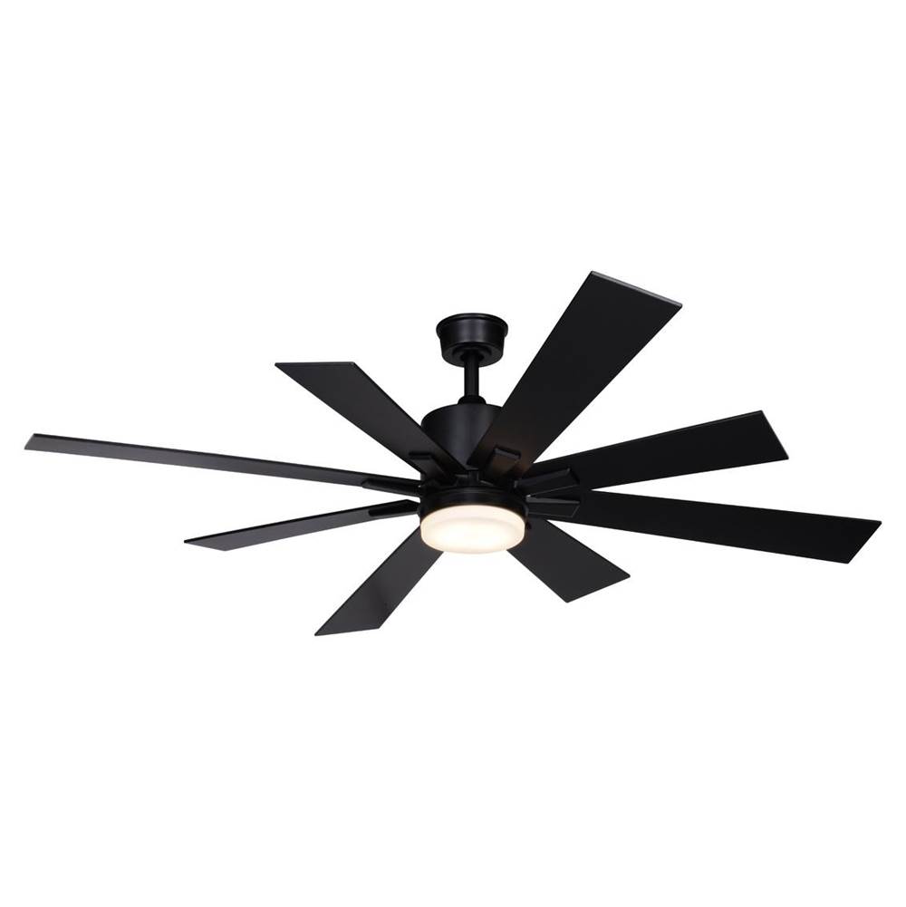 Vaxcel Crawford 60 in. 6 Blade Black Farmhouse Indoor Ceiling Fan with Light Kit and Remote