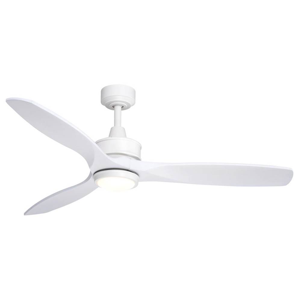 Vaxcel Curtiss 52-in. White Contemporary Indoor Outdoor Propeller Ceiling Fan with Wood Blades, Integrated LED Light Kit and Remote