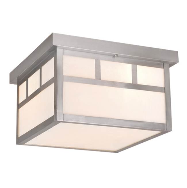 Vaxcel Mission Steel Square Outdoor Flush Mount Ceiling Light White Glass