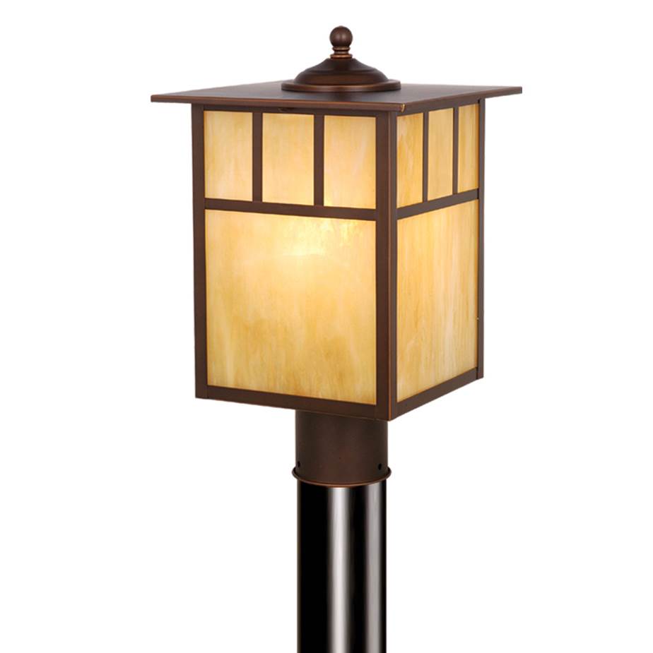 Vaxcel Mission 1L Bronze Outdoor Rectangle Post Light Honey Glass