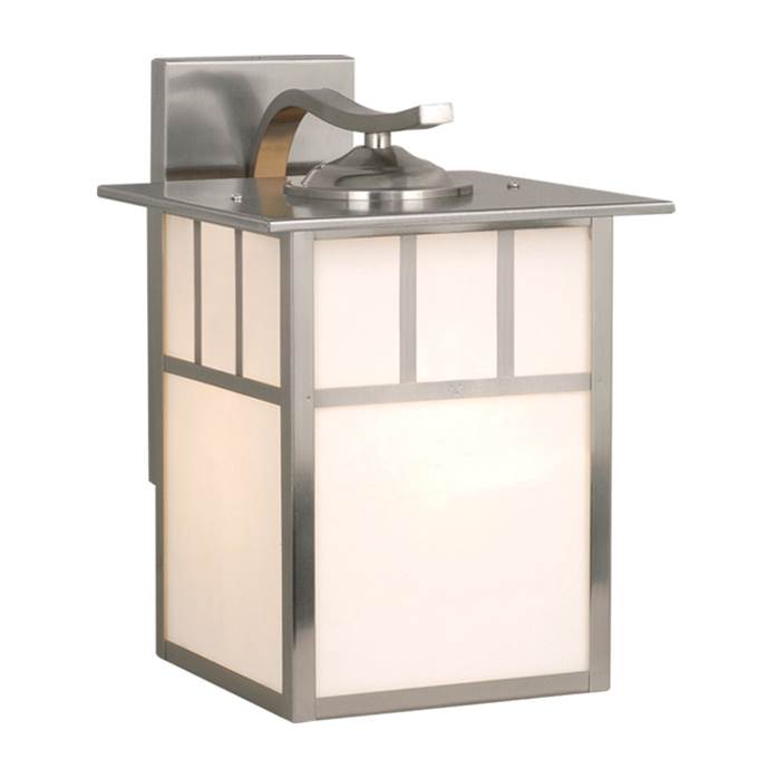 Vaxcel Mission Stainless Steel 1 Light Rectangle Outdoor Wall Lantern White Glass