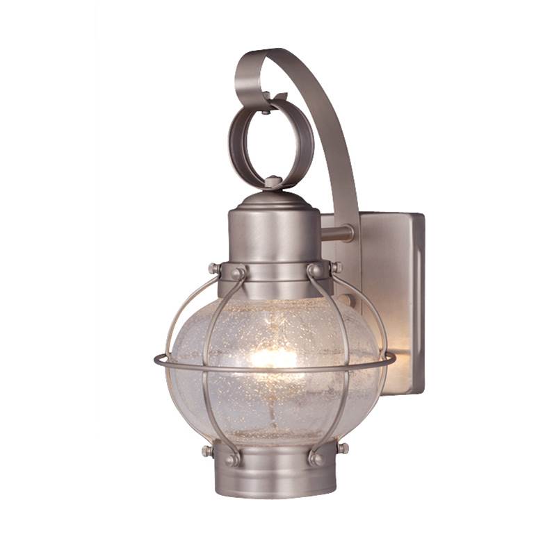 Vaxcel Chatham 1 Light Brushed Nickel Coastal Outdoor Wall Lantern Clear Glass