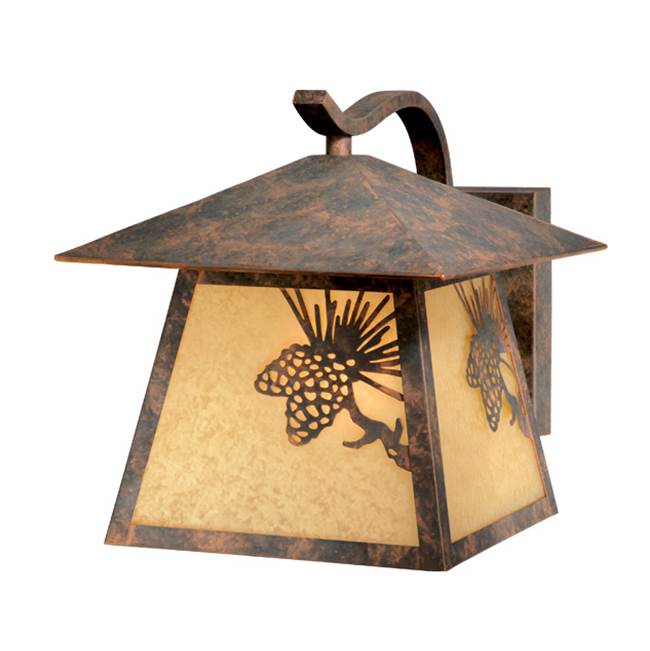 Vaxcel Whitebark 1 Light Bronze Rustic Pinecone Outdoor Wall Lantern Amber Glass