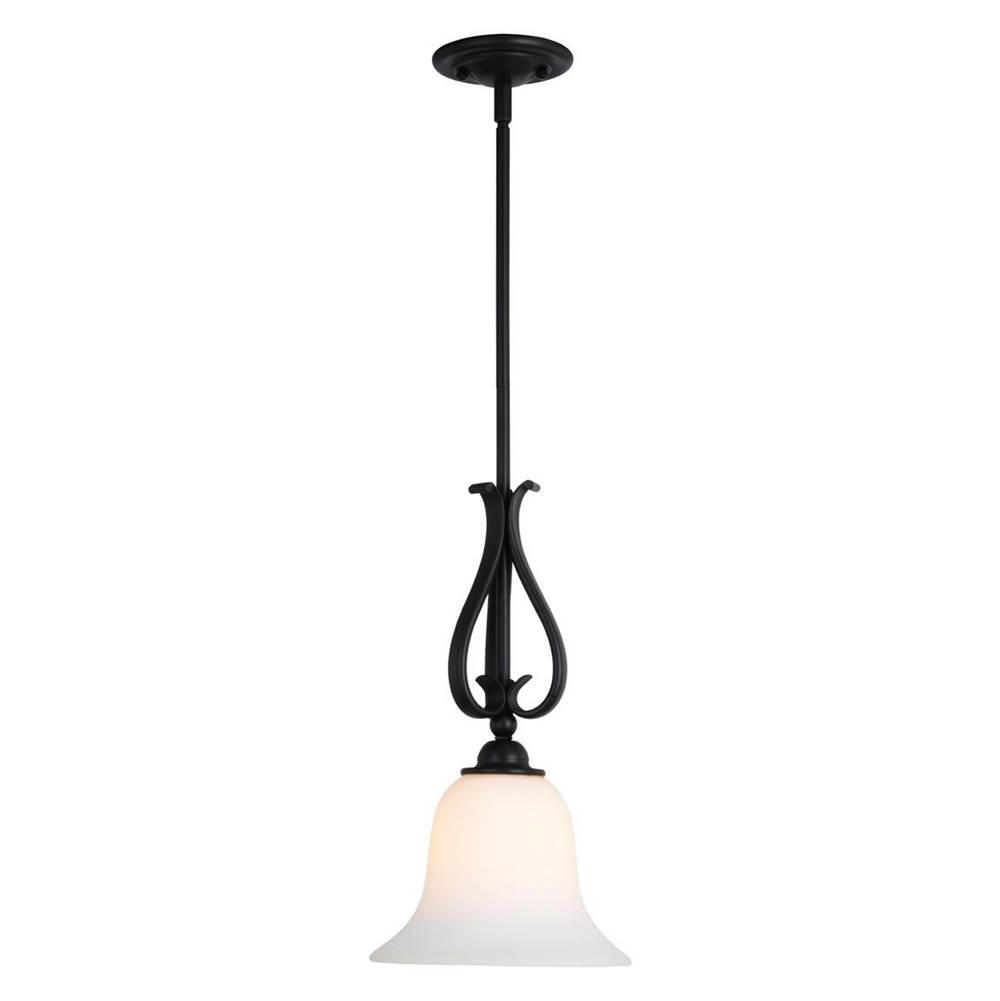 Vaxcel Monrovia Bronze Traditional Mini Pendant Ceiling Light with White Glass