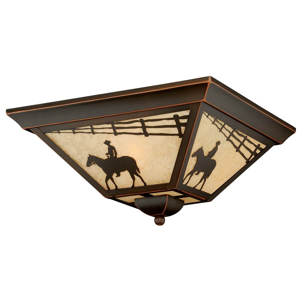 Vaxcel Trail Bronze Rustic Horse Cowboy Square Outdoor Flush Mount Ceiling Light