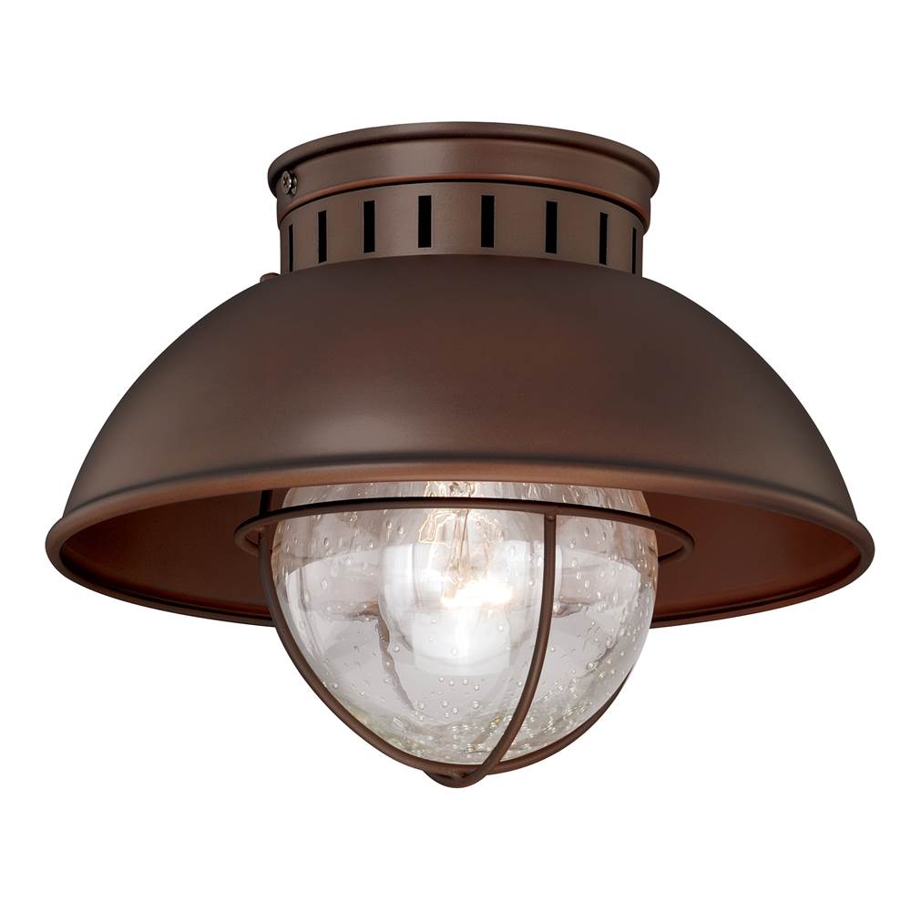 Vaxcel Harwich Bronze Coastal Barn Dome Outdoor Flush Mount Ceiling Light Clear Glass
