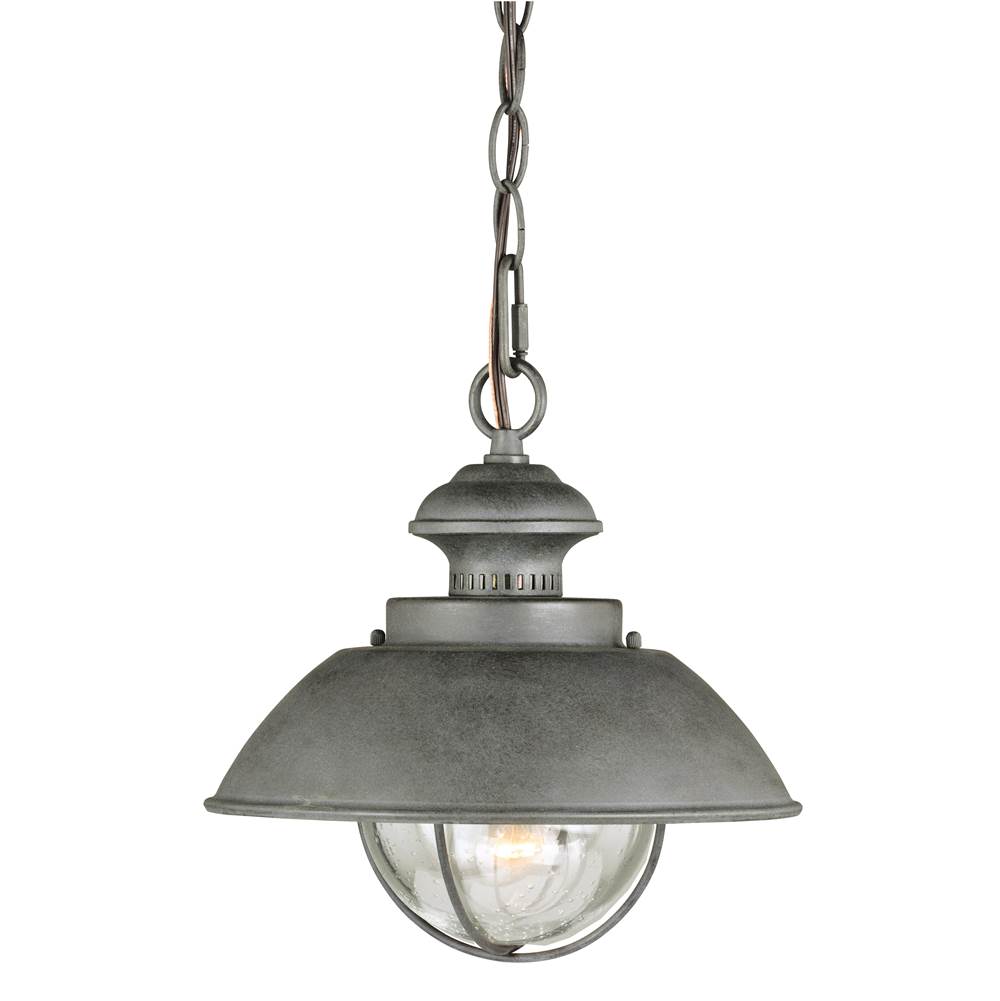Vaxcel Harwich 1 Light Gray Coastal Outdoor Barn Dome Pendant Clear Glass