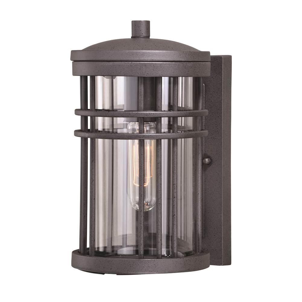 Vaxcel Wrightwood 1 Light Dusk to Dawn Black Outdoor Wall Lantern Clear Glass
