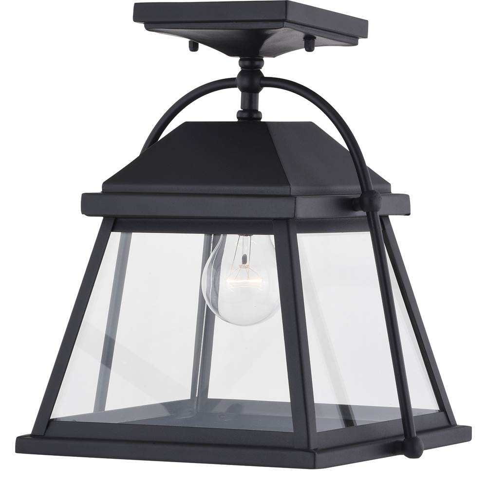 Vaxcel Lexington Black Outdoor Flush Mount Ceiling Light Lantern Clear Glass