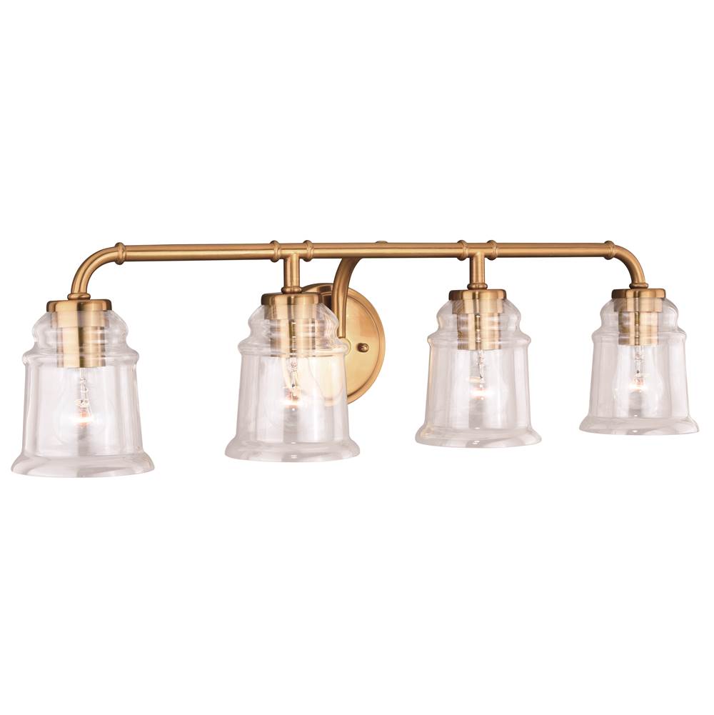 Vaxcel Toledo 4 Light Brass Industrial Jar Bathroom Vanity Fixture