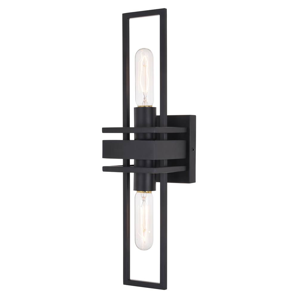 Vaxcel Marquis 2 Light Matte Black Contemporary Wall Sconce Up Down Lighting