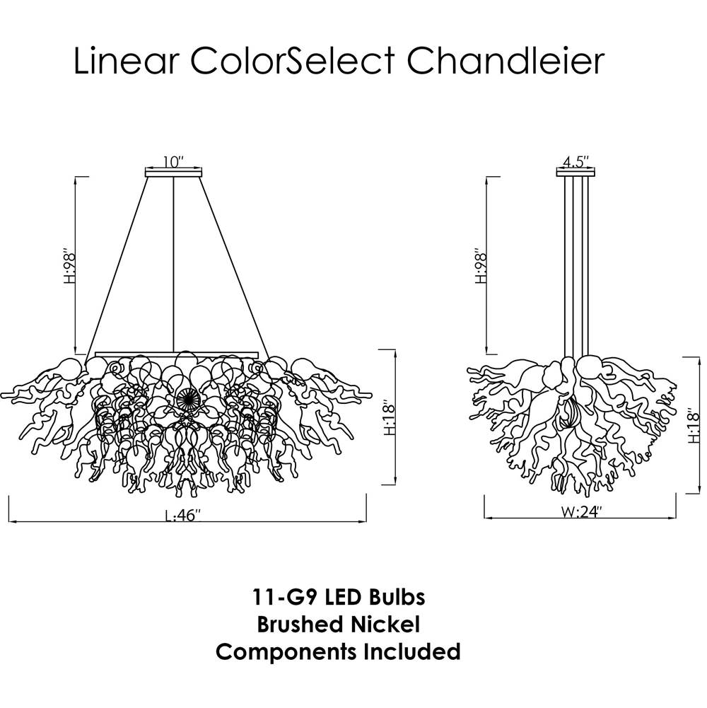 Viz Glass ColorSelect Linear Tundra Chandelier