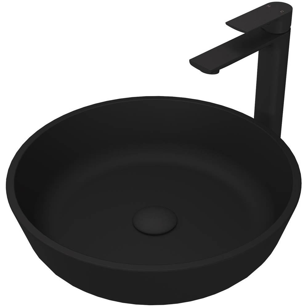 Vigo Modus Matteshell Vessel Bathroom Sink And Norfolk Vessel Faucet Set In Matte Black With Pop-Up Drain