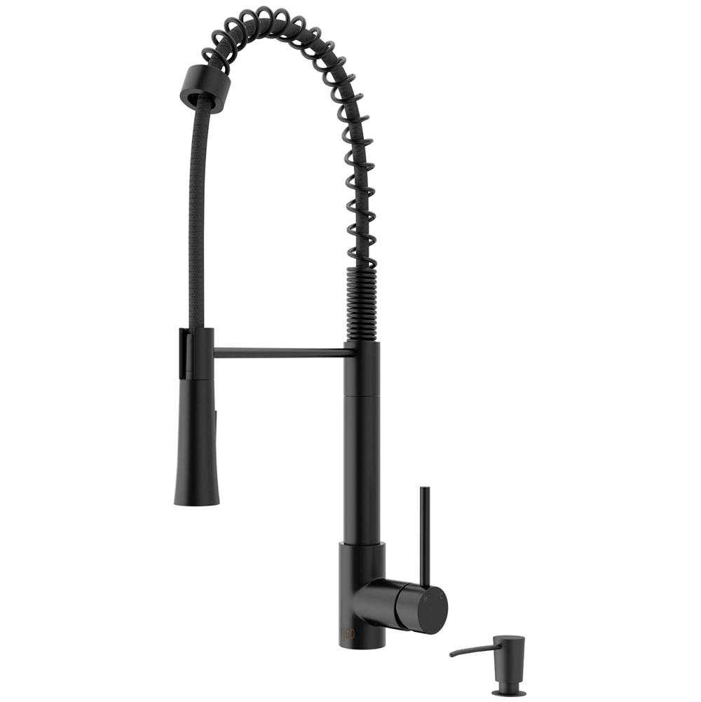 Vigo Laurelton Pull-Down Spray Kitchen Faucet With Soap Dispenser In Matte Black