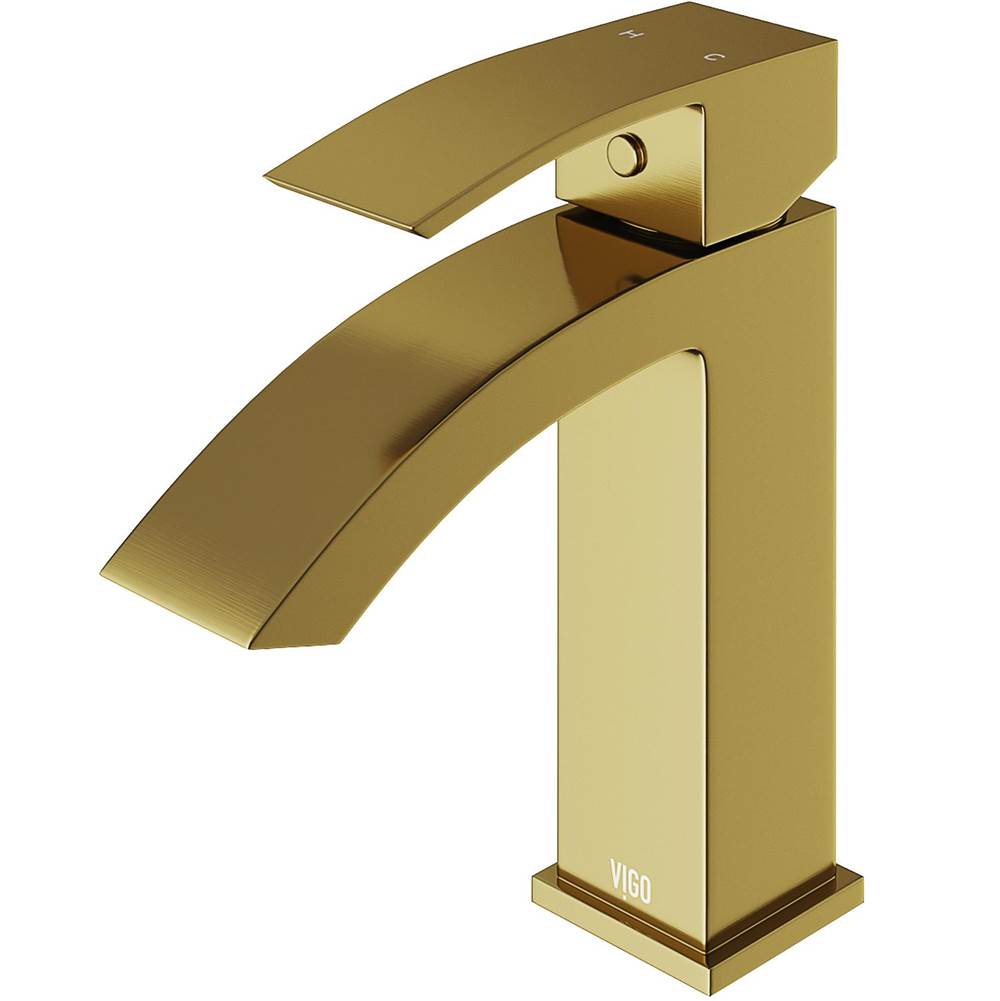 Vigo Satro Single Hole Bathroom Faucet In Matte Brushed Gold