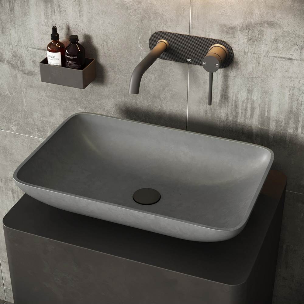 Vigo Concreto Stone 22 in. Rectangular Bathroom Vessel Sink