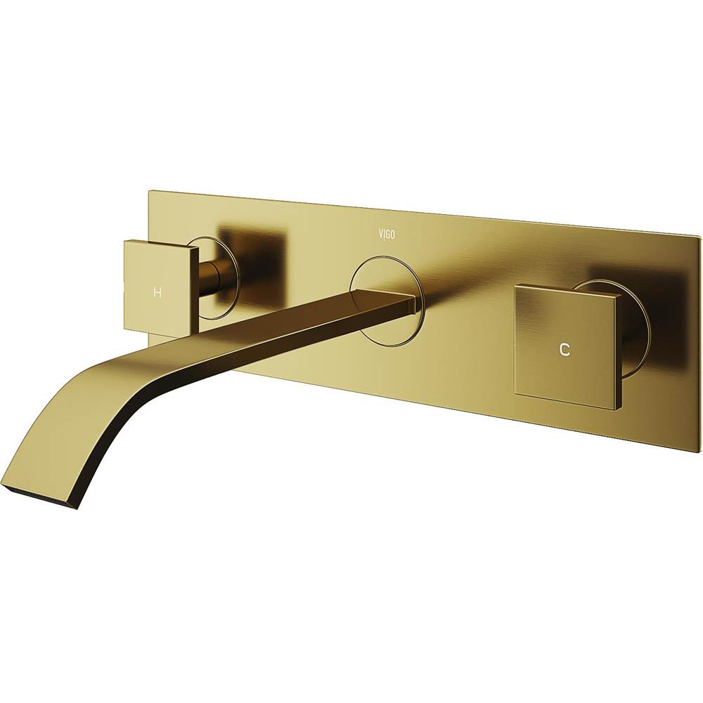 Vigo Titus Wall Mount Bathroom Faucet In Matte Brushed Gold