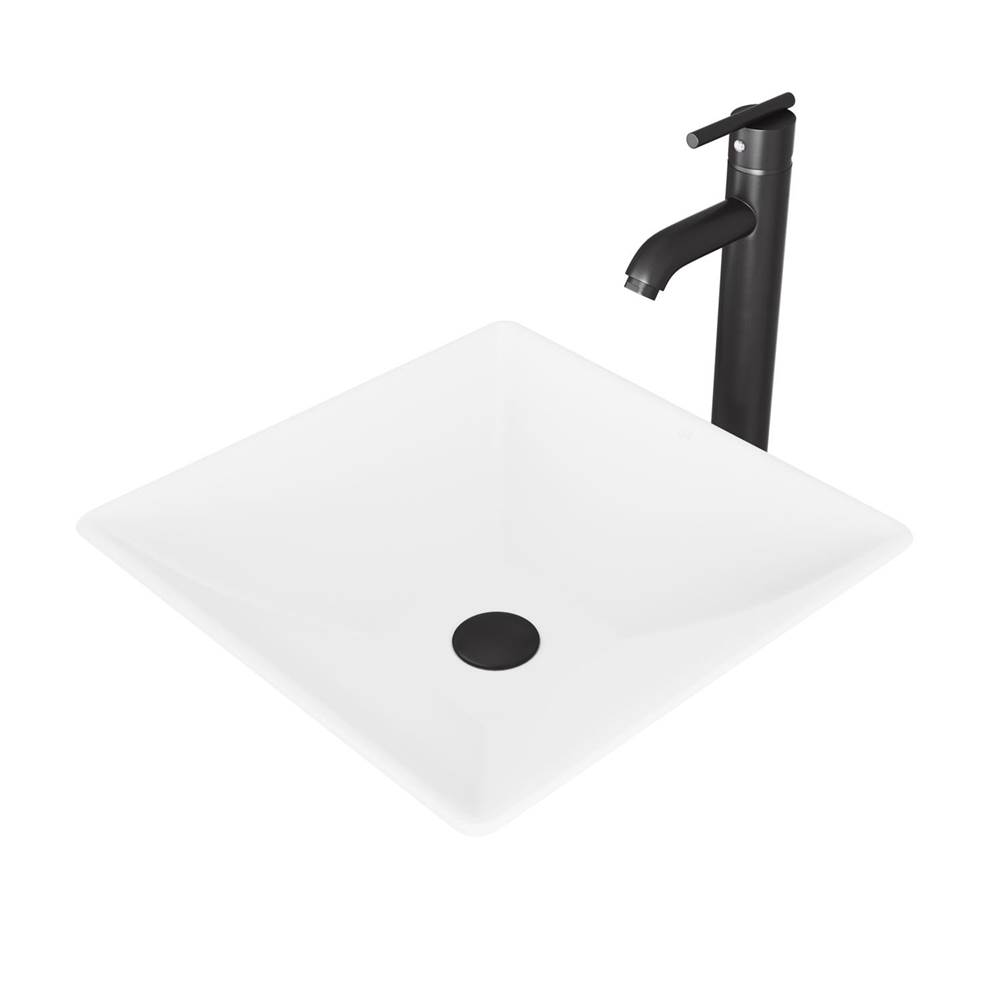 Vigo Hibiscus Matte Stone Vessel Bathroom Sink Set With Seville Vessel Faucet In Matte Black