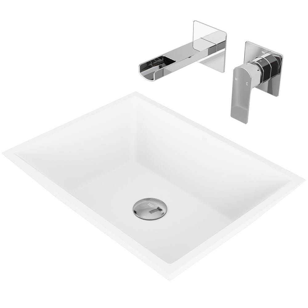 Vigo Vinca Matte Stone Vessel Bathroom Sink Set With Atticus Wall Mount Faucet In Chrome