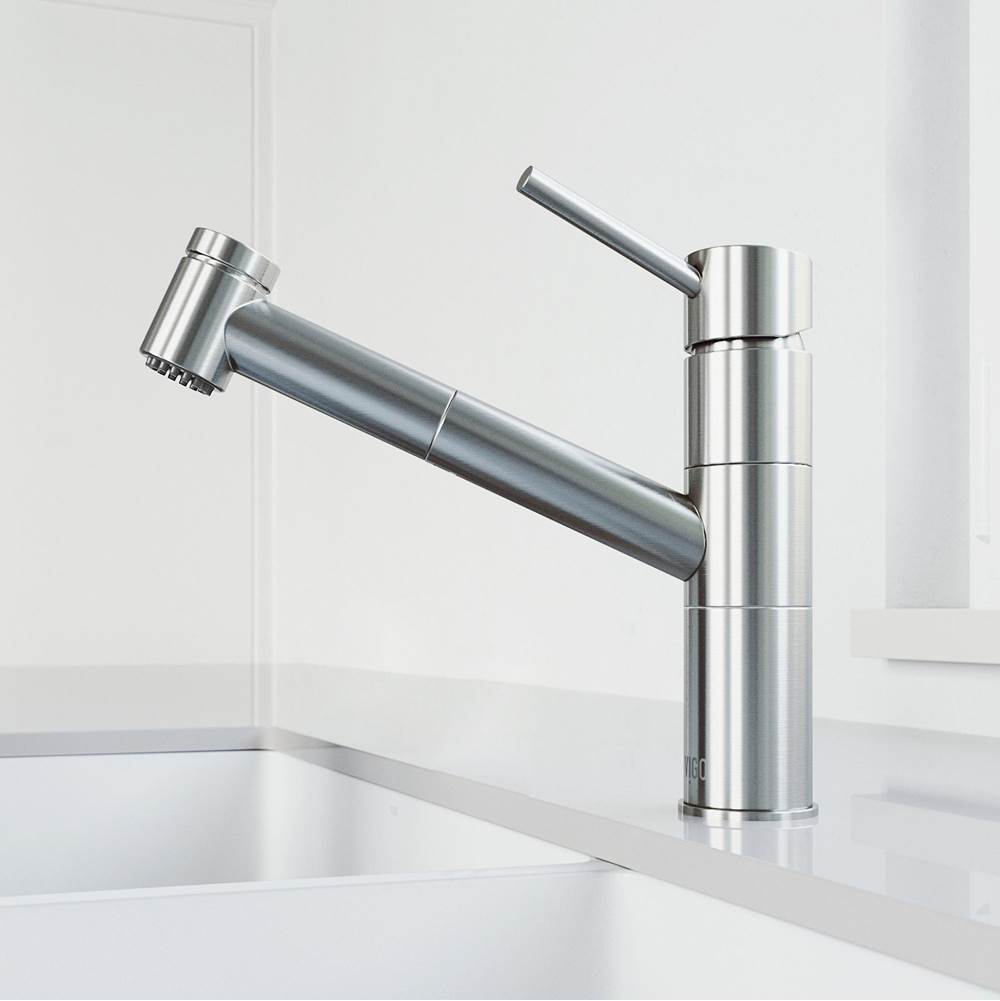 Vigo Branson Pull-Out Spray Kitchen Faucet In Stainless Steel
