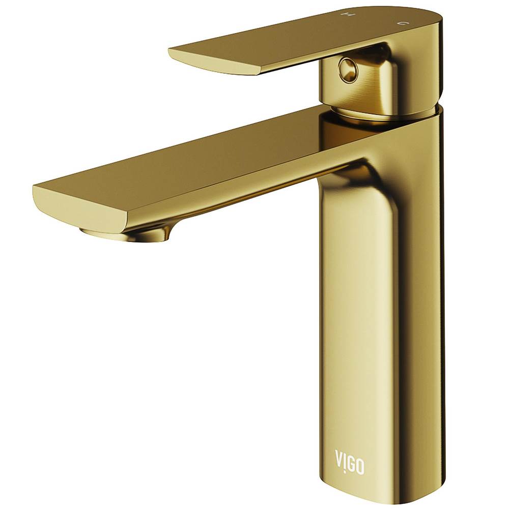 Vigo Davidson Single Hole Bathroom Faucet In Matte Brushed Gold