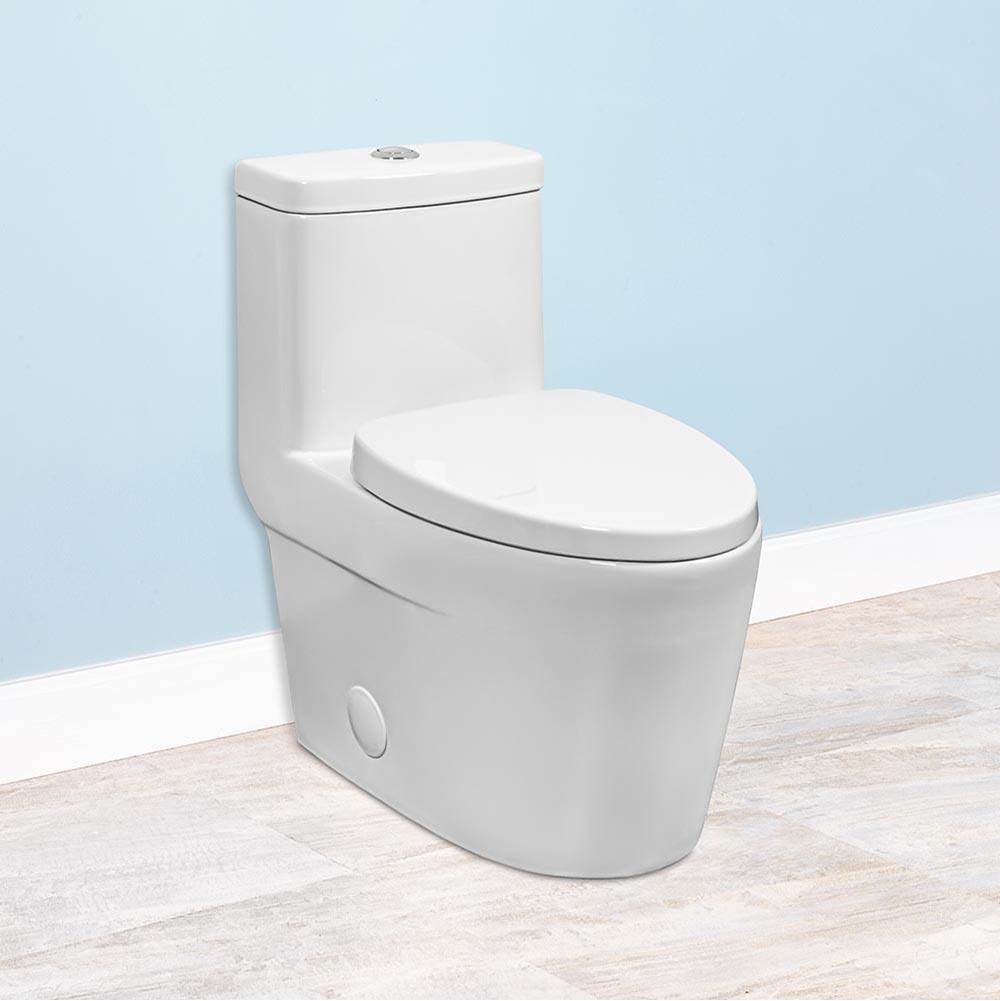Winfield Products Skirted Elongated One-Piece Toilet Top Push Button 12'' Rough-In 3'' Flush Valve
w/ Slow Close Seat/Wax Ring/Bolt Set