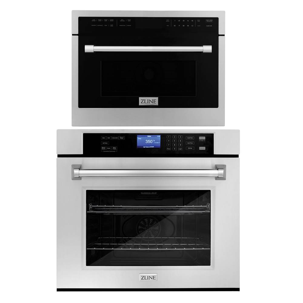 Z-Line Stainless Steel 24'' Built-in Convection Microwave Oven and 30'' Single Wall Oven with Self Clean