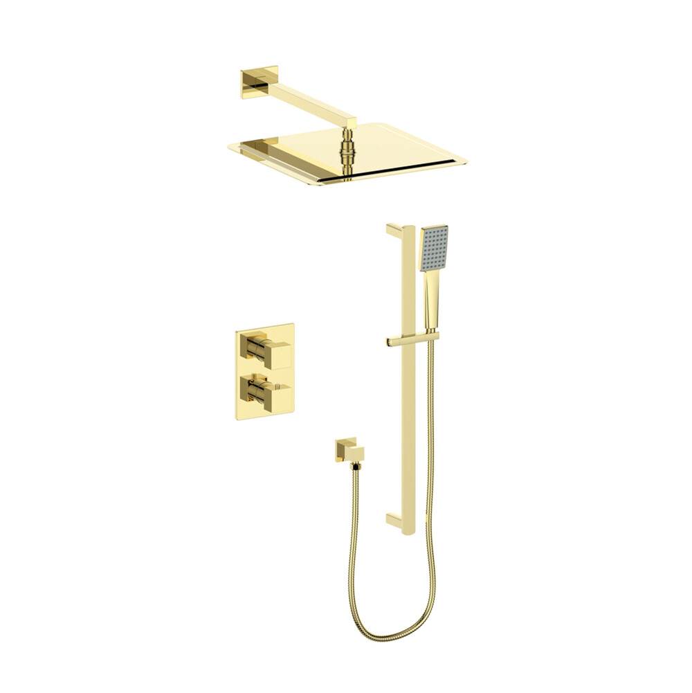 Z-Line Crystal Bay Thermostatic Shower System in Polished Gold