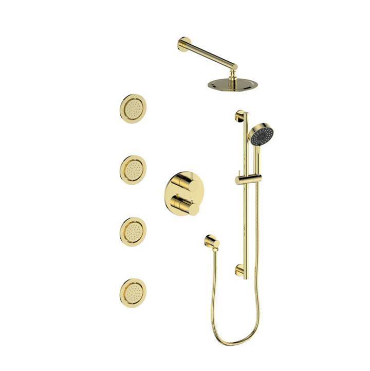 Z-Line Emerald Bay Thermostatic Shower System in Polished Gold