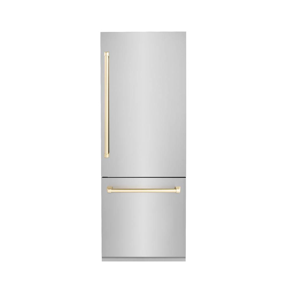 Z-Line 30 Autograph Edition 16.1 cu. ft. Built-in 2-Door Bottom Freezer Refrigerator with Internal Water and Ice Dispenser in Stainless Steel with Gold Accents