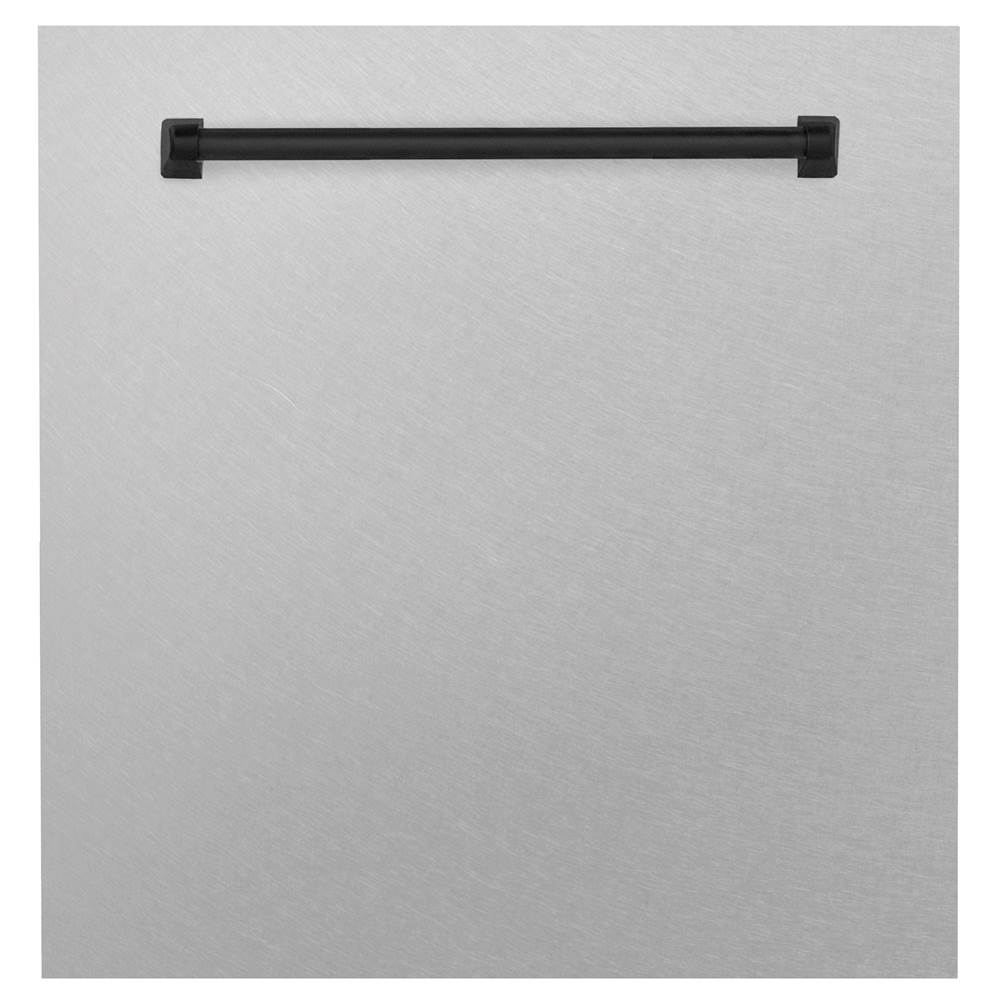 Z-Line 24'' Autograph Edition Monument Dishwasher Panel in DuraSnow® Stainless Steel with Matte Black Handle